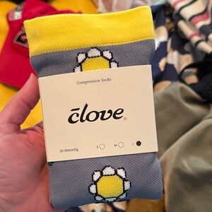 Clove Yellow and Gray Floral Compression Socks